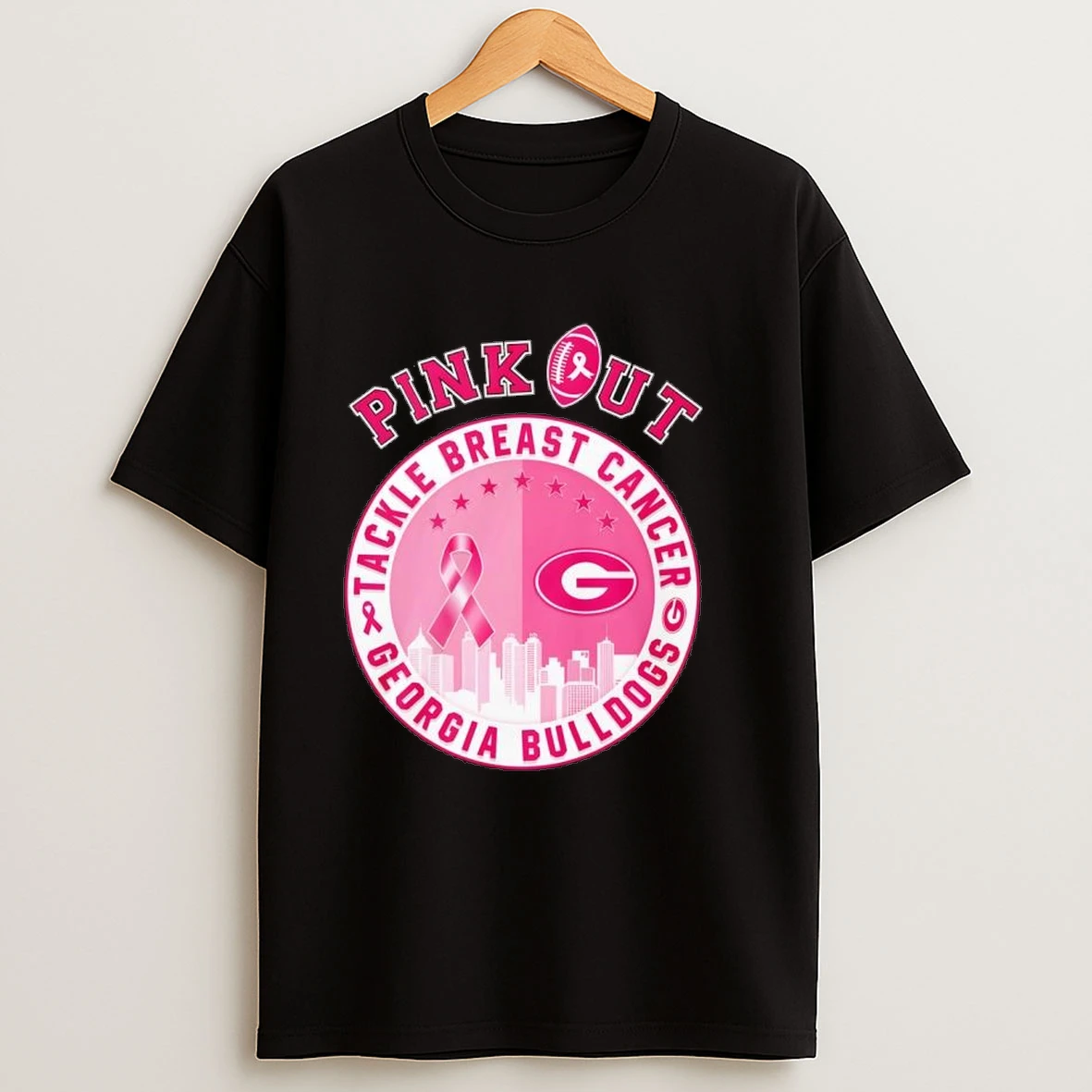 Pink Out Tackle Breast Cancer Georgia Bulldogs Logo Shirts
