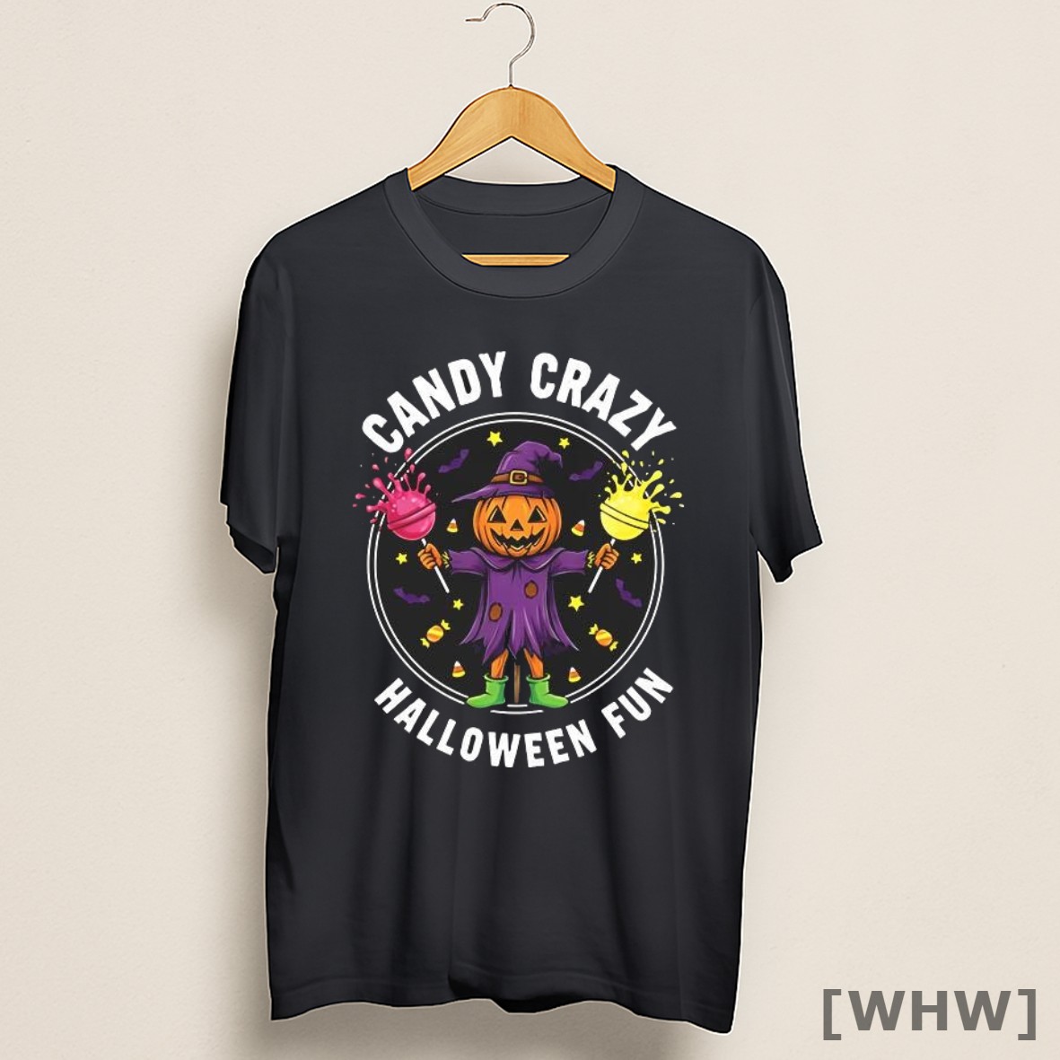 Premium Candy Crazy Pumpkin Scarecrow Halloween Fun Shirt