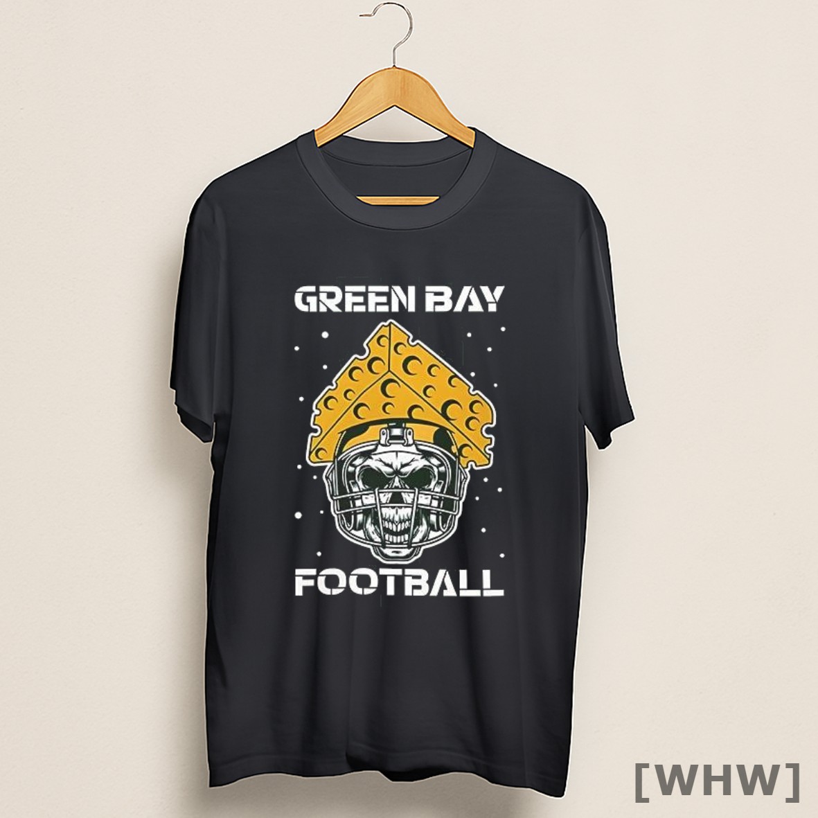 Premium Green Bay Football Skull Wearing Cheesehead Helmet Grunge Shirt