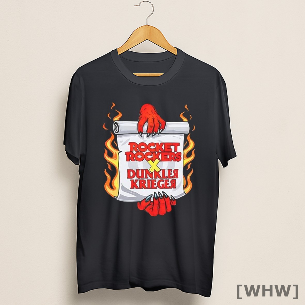 Premium Rocket Rockers X Dunkler Krieger Devil Hands Fire Shirt