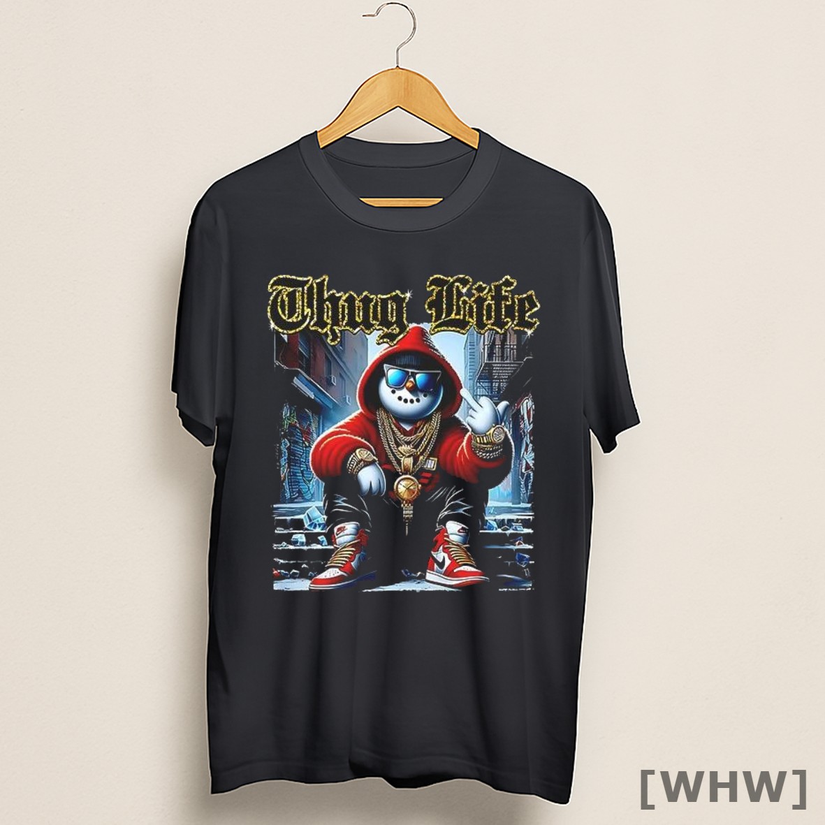 Premium Thug Life Christmas Santa Sitting On Stairs Style Shirt