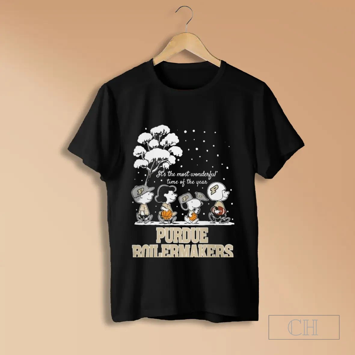Purdue Boilermakers X The Peanuts Winter Its The Most Wonderful Time Of The Year 2025 T Shirts