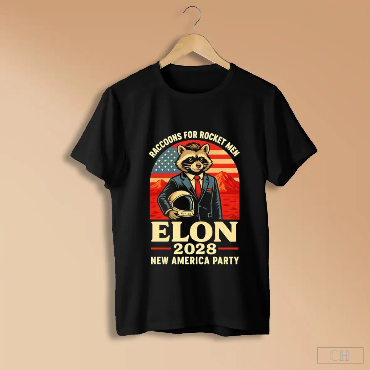 Raccoon For Rocket Men Elon Musk 2028 New America Party Shirts