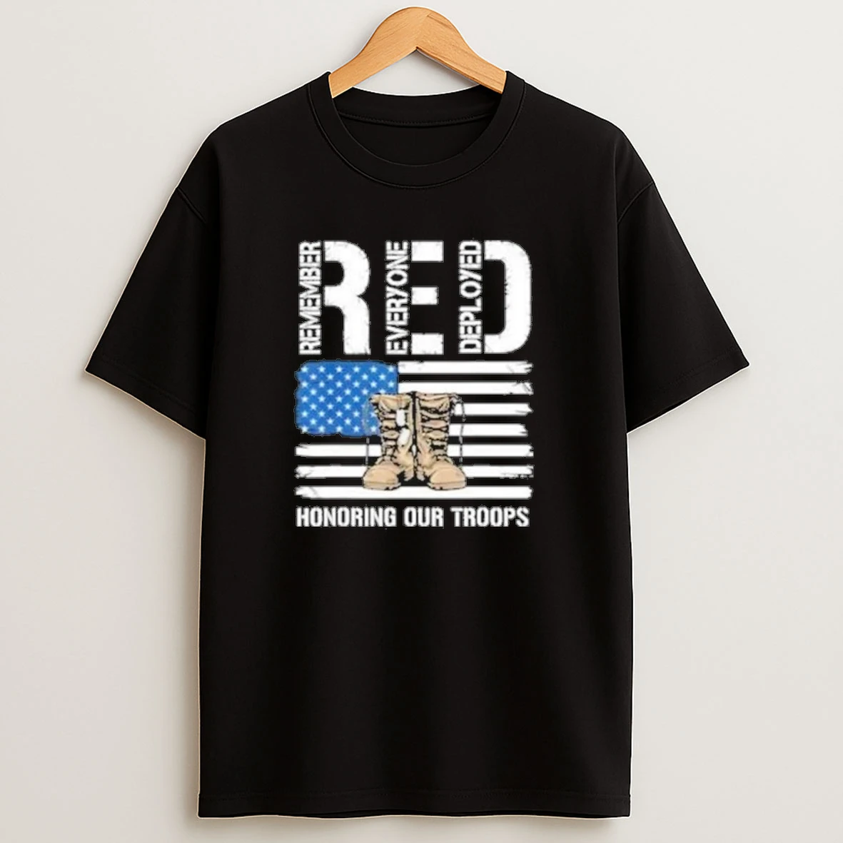 Red Honoring Our Troops American Flag Shirts