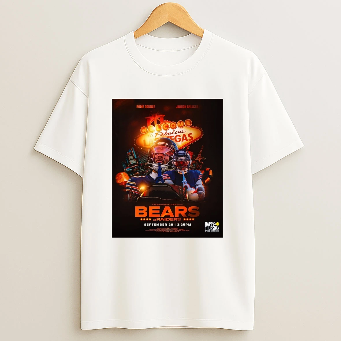 Rome Odunze And Jaquan Brisker Chicago Bears At Las Vegas Raiders September 28 2025 Shirts