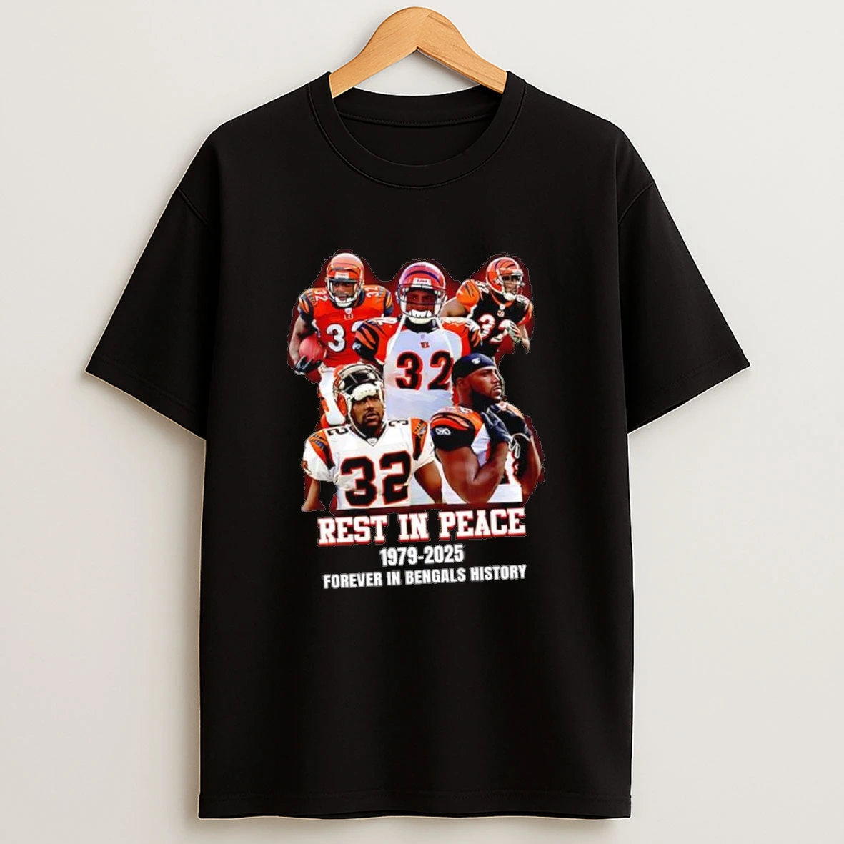 Rudi Johnson Rest In Pease 1979 2025 Forever In Cincinnati Bengals History Graphic Shirts