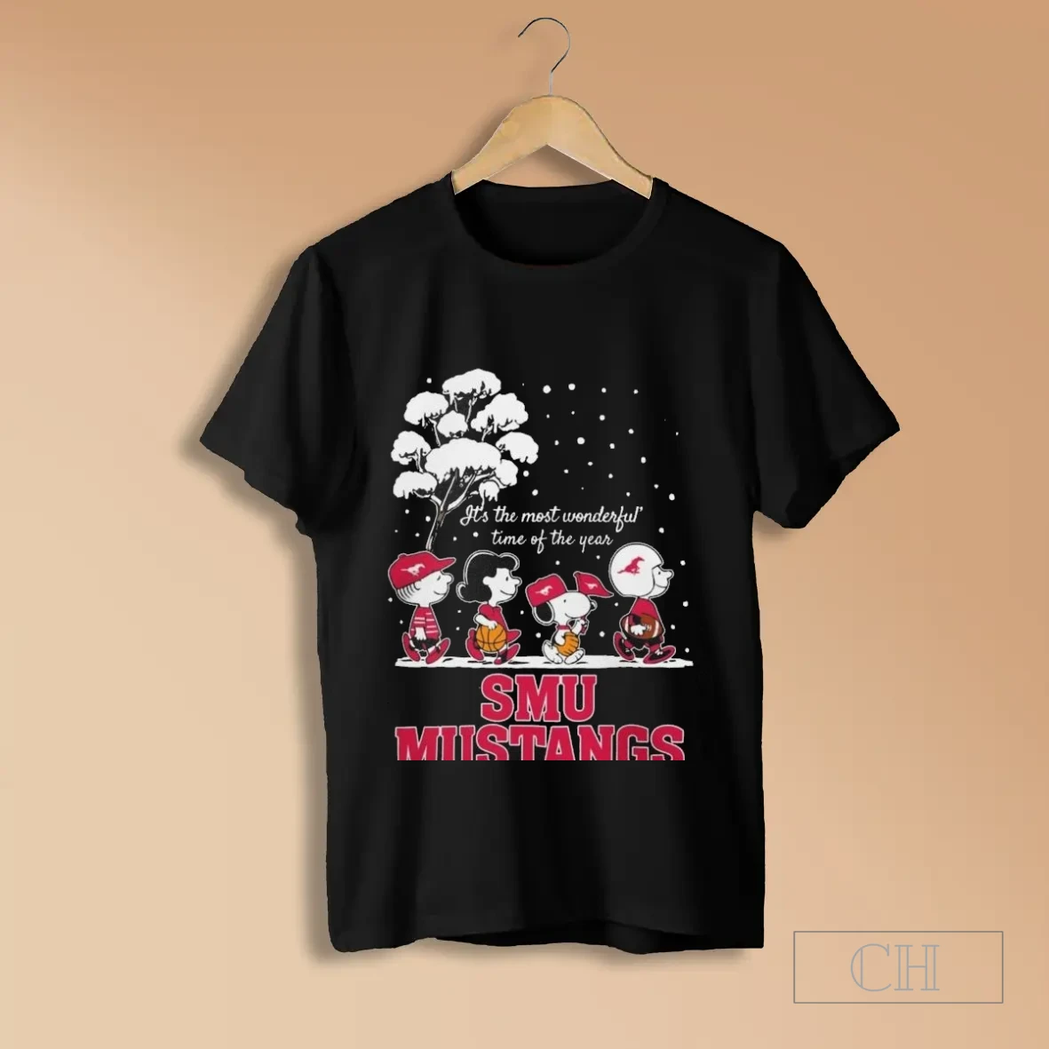 Smu Mustangs X The Peanuts Winter Its The Most Wonderful Time Of The Year 2025 T Shirts