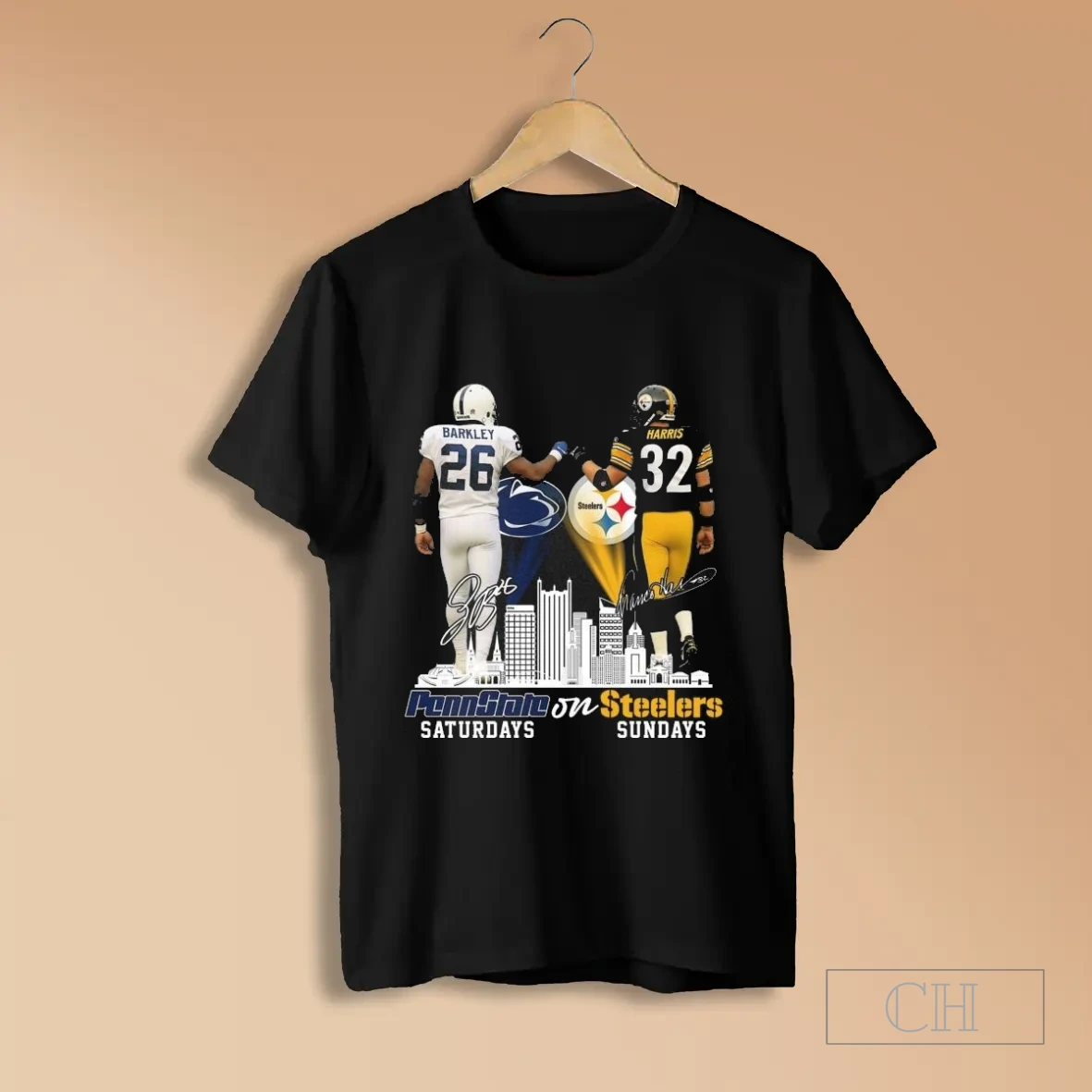 Saquon Barkley Penn State Nittany Lions Saturdays On Franco Harris Pittsburgh Steelers Sundays Signatures 2025 T Shirts