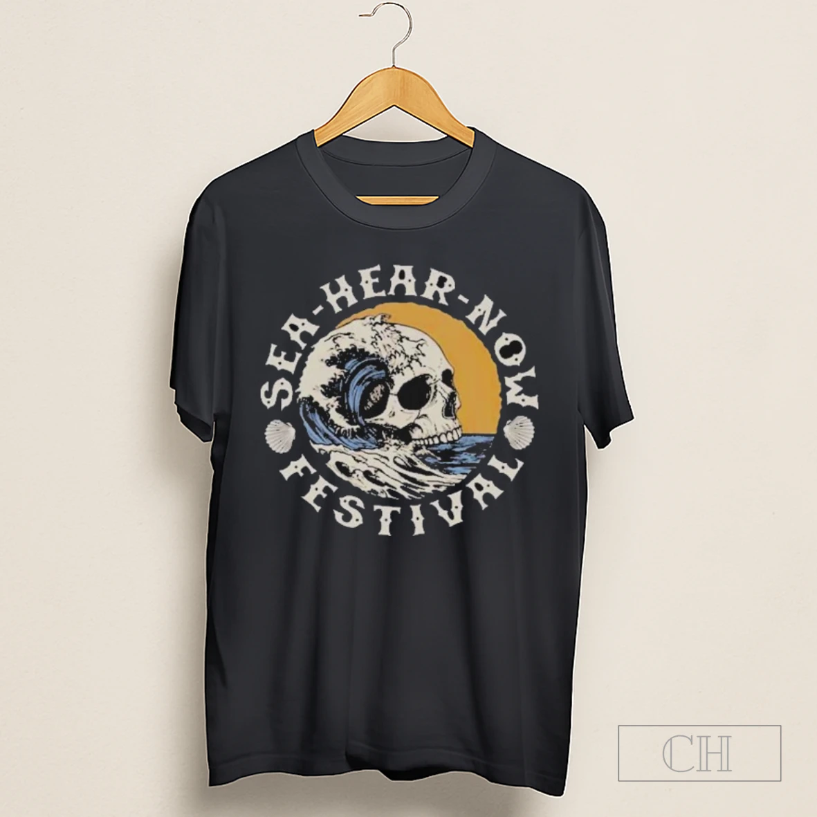 Sea Hear Now Music Festival Crested Skull Wave Shirt