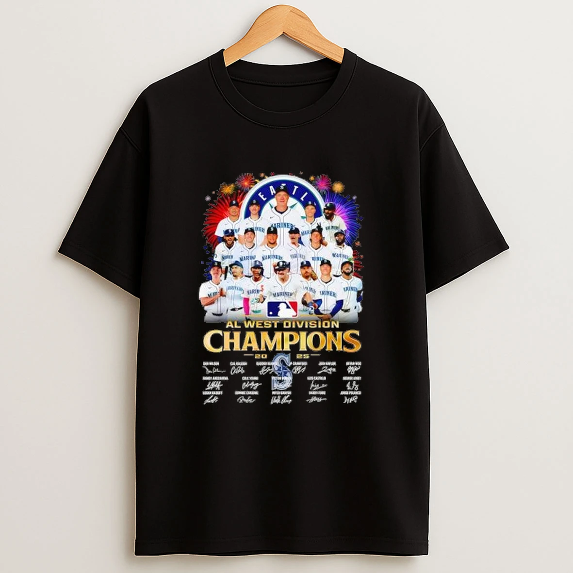 Seattle Mariners Mlb Al West Division Champions 2025 Signatures Shirts