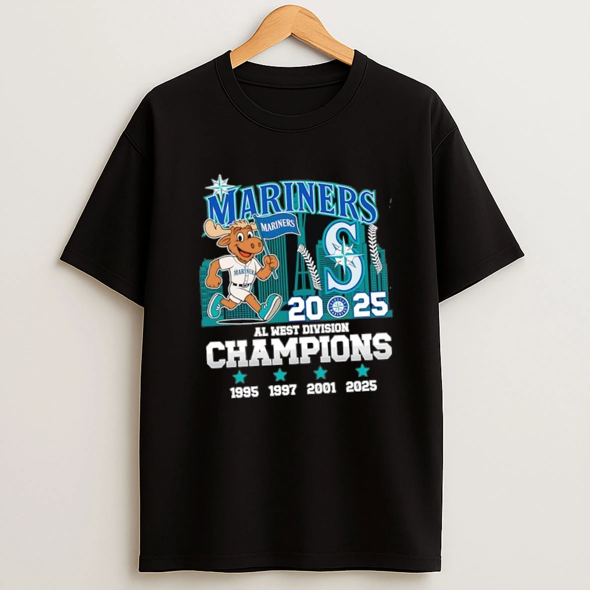 Seattle Mariners Mariner Moose Teams Mascot 2025 Al West Division Champions Shirts