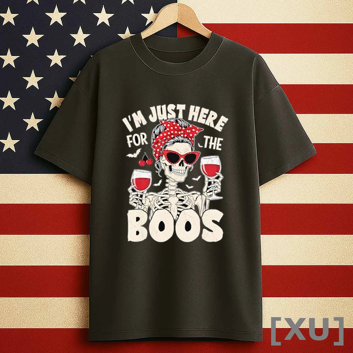 Skeleton Im Just Here For The Boos Halloween Shirts
