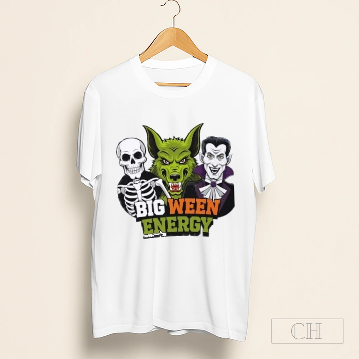 Skeleton Wolf Vampire Big Ween Energy Halloween Shirt