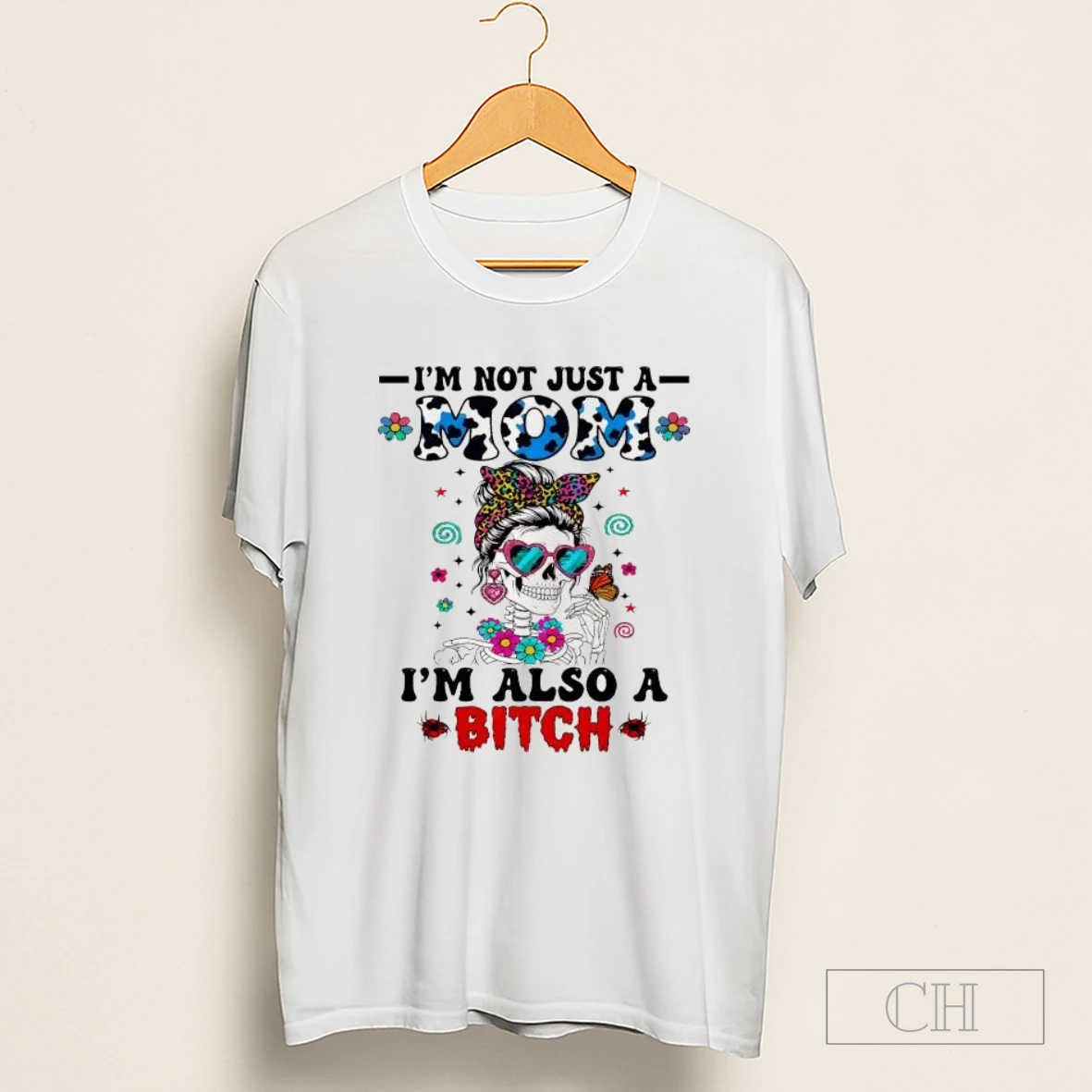 Skeleton Wearing Leopard Prin Bow Im Not Just A Im Also A Bitch Shirt