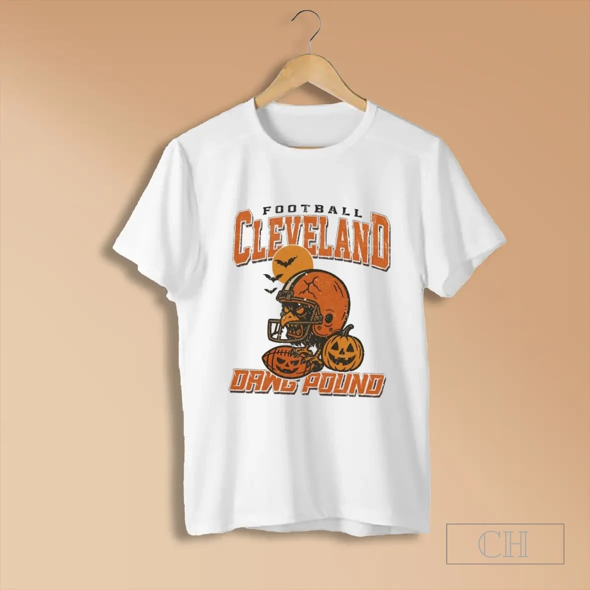 Skull Crow Pumpkin Football Cleveland Dawg Pound T Shirts