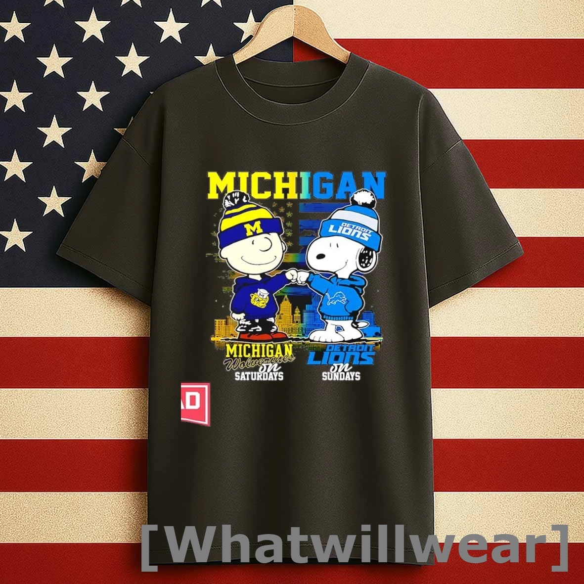 Snoopy And Charlie Brown X Michigan Wolverines On Saturdays Detroit Lions On Sundays Shirts