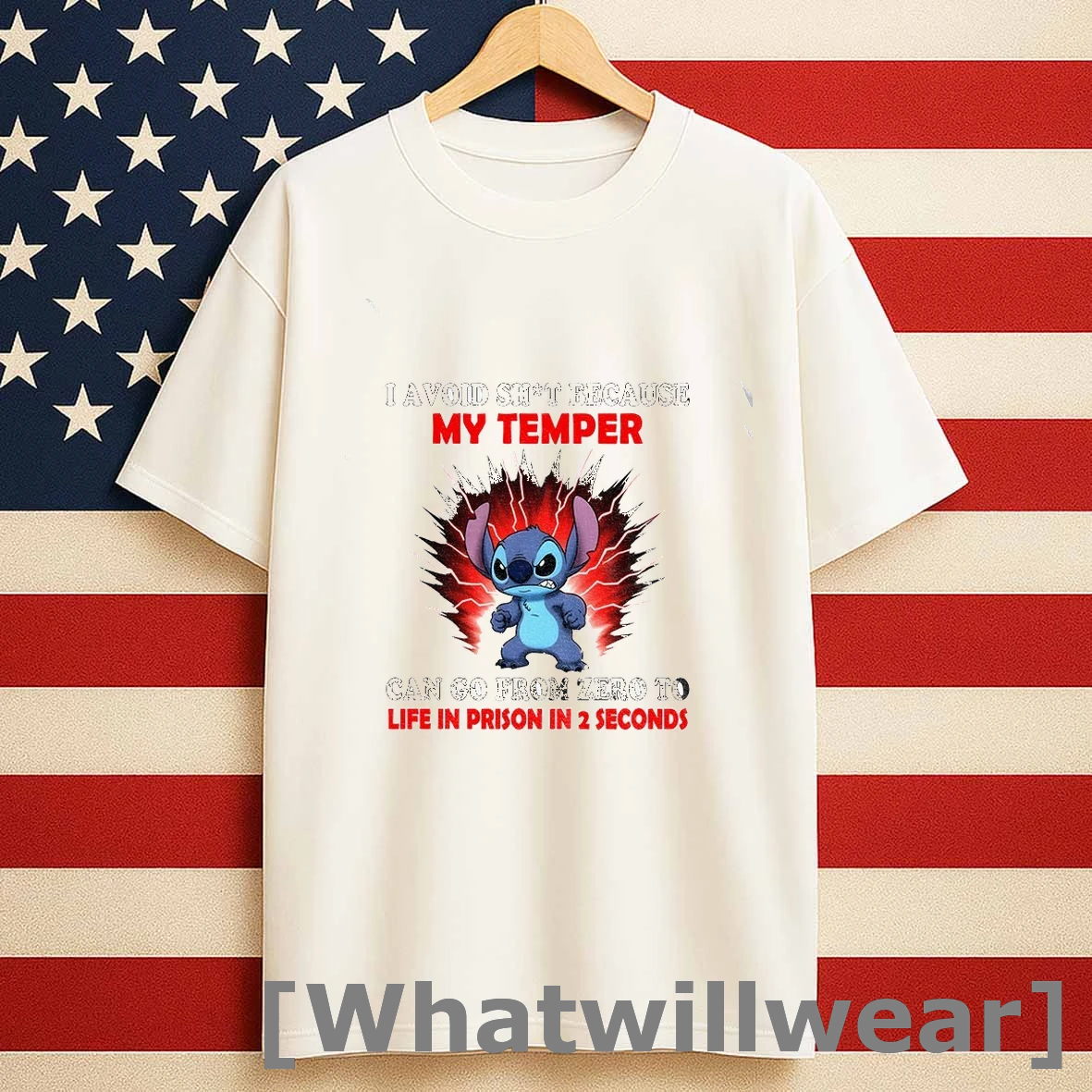 Stitch I Avoid Shit Because My Temper Can Go From Zero To Life In Prison In 2 Seconds Shirts