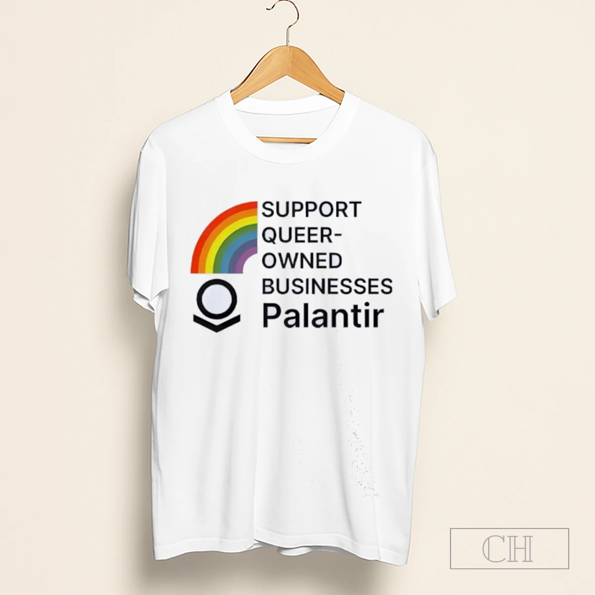 Support Queer Owned Businesses Palantir Rainbow Flag Shirt