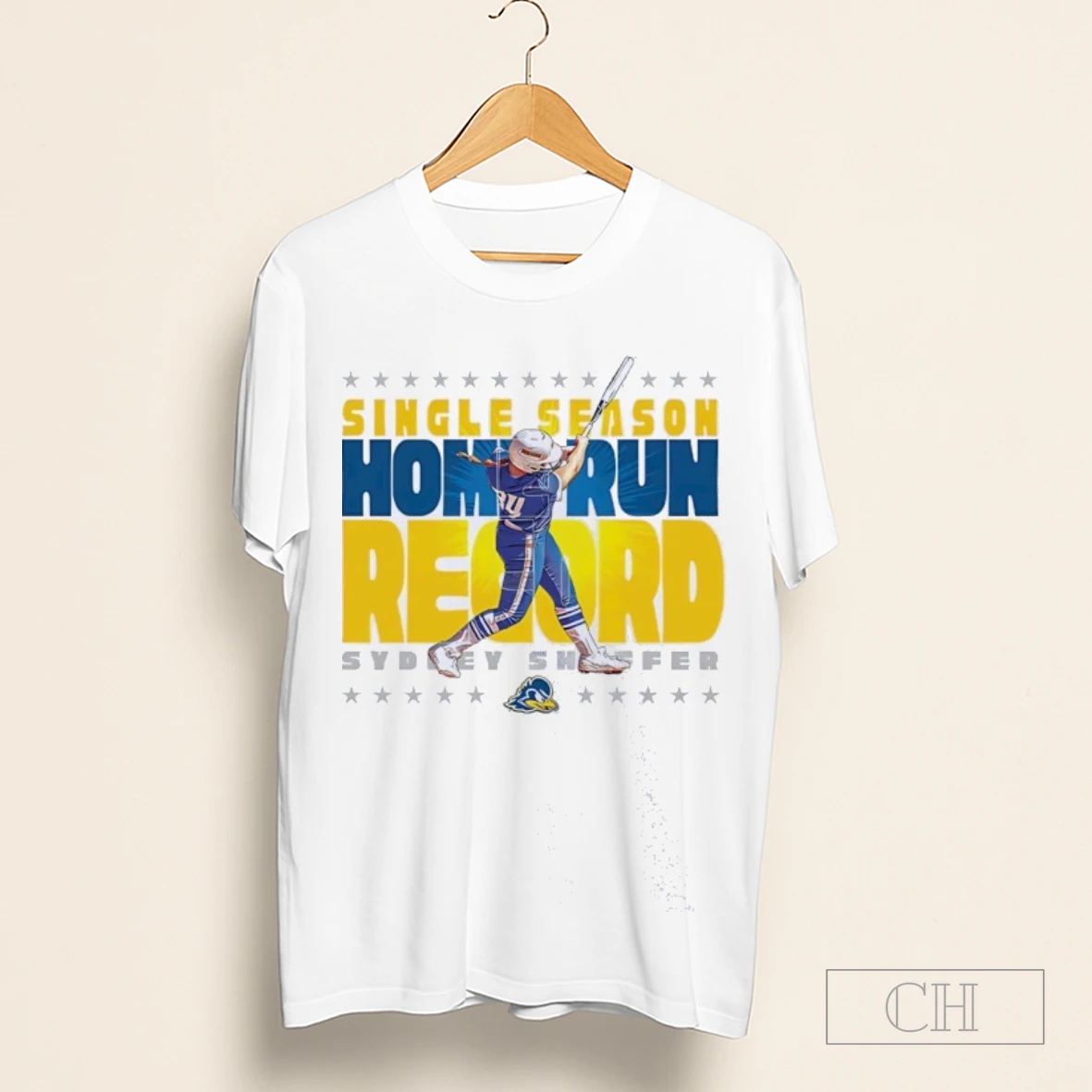 Sydney Shaffer Single Season Home Run Record Delaware Blue Hens Safety Baseball Shirt