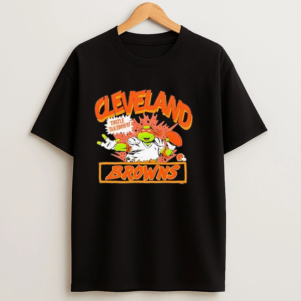 Teenage Mutant Ninja Turtles Turtle Takedown Michelangelo X Cleveland Browns Shirts
