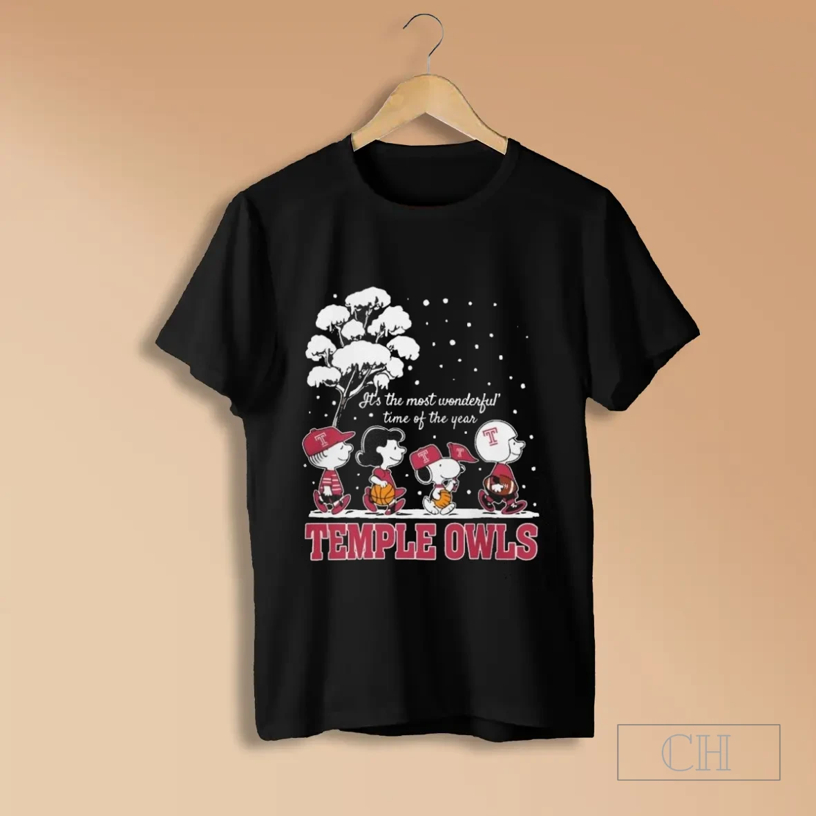 Temple Owls X The Peanuts Winter Its The Most Wonderful Time Of The Year 2025 T Shirts