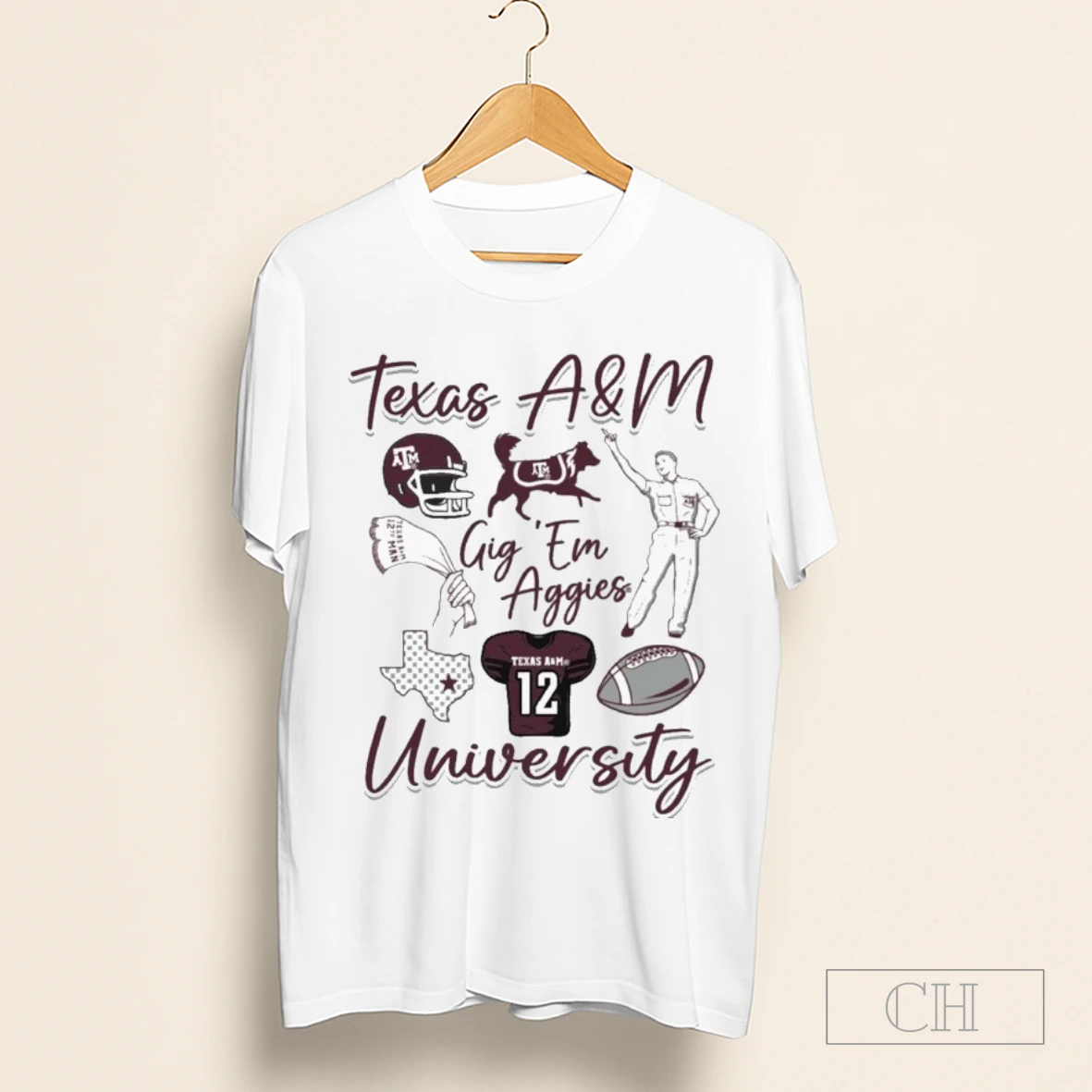 Texas Am Aggies Gig Em University Collage Shirt