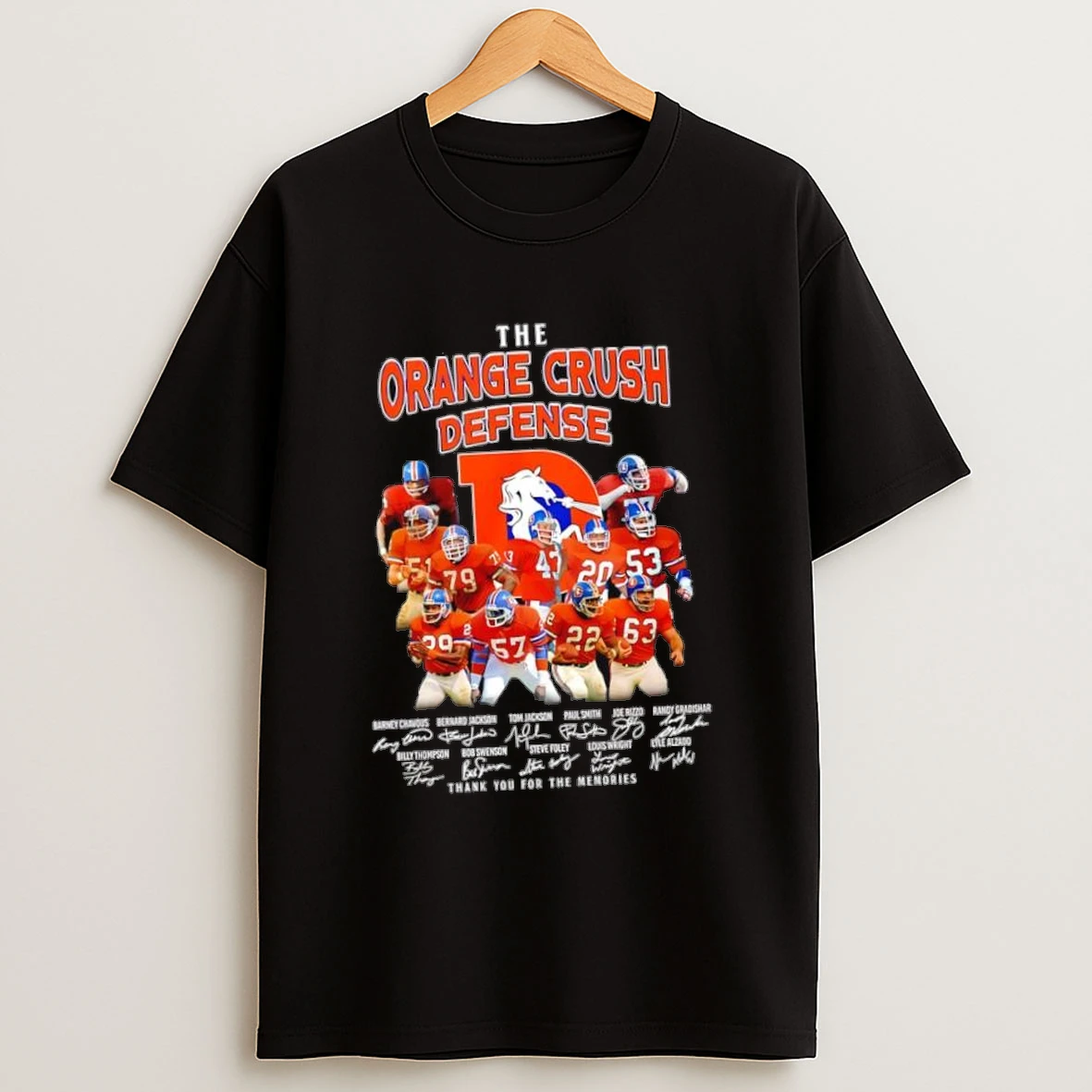 The Denver Broncos Nfl Team Orange Crush Defense Names And Signatures Shirts
