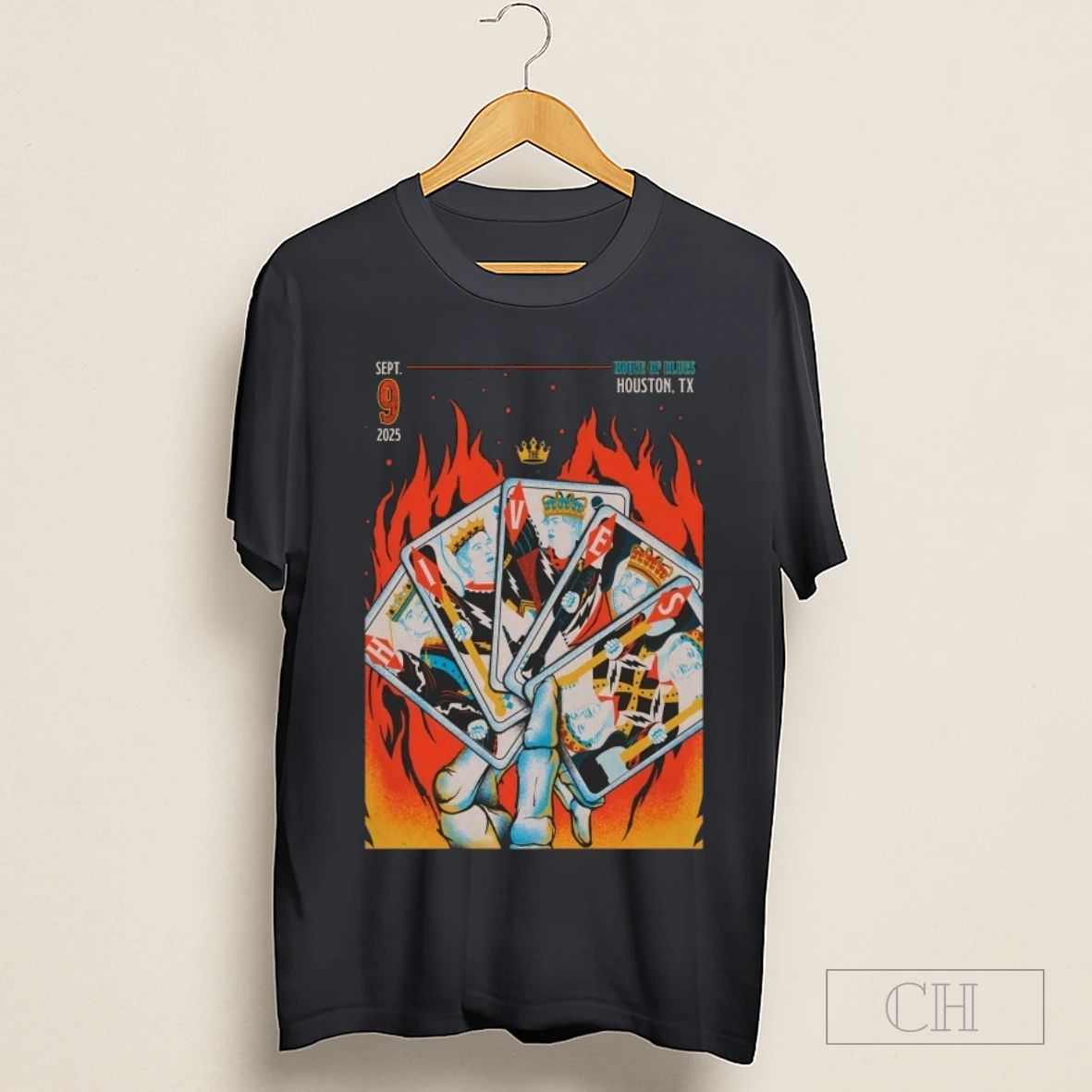 The Hives House Of Blues Sep 9 2025 Houston Tx Cards Flames Shirt