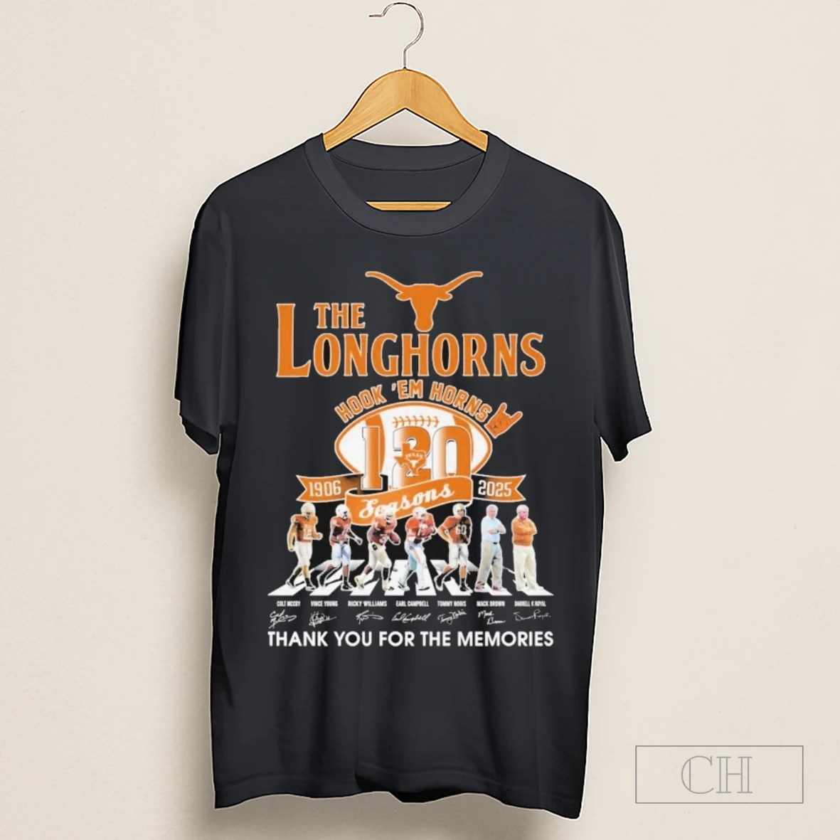 The Texas Longhorns 1906 2025 120th Anniversary Season Hook Em Horns Thank You For The Memories Abbey Road Signatures Shirt