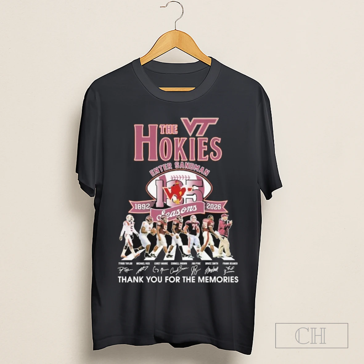The Virginia Tech Hokies 1892 2026 135th Anniversary Season Enter Sandman Thank You For The Memories Road Abbey Signatures Shirt