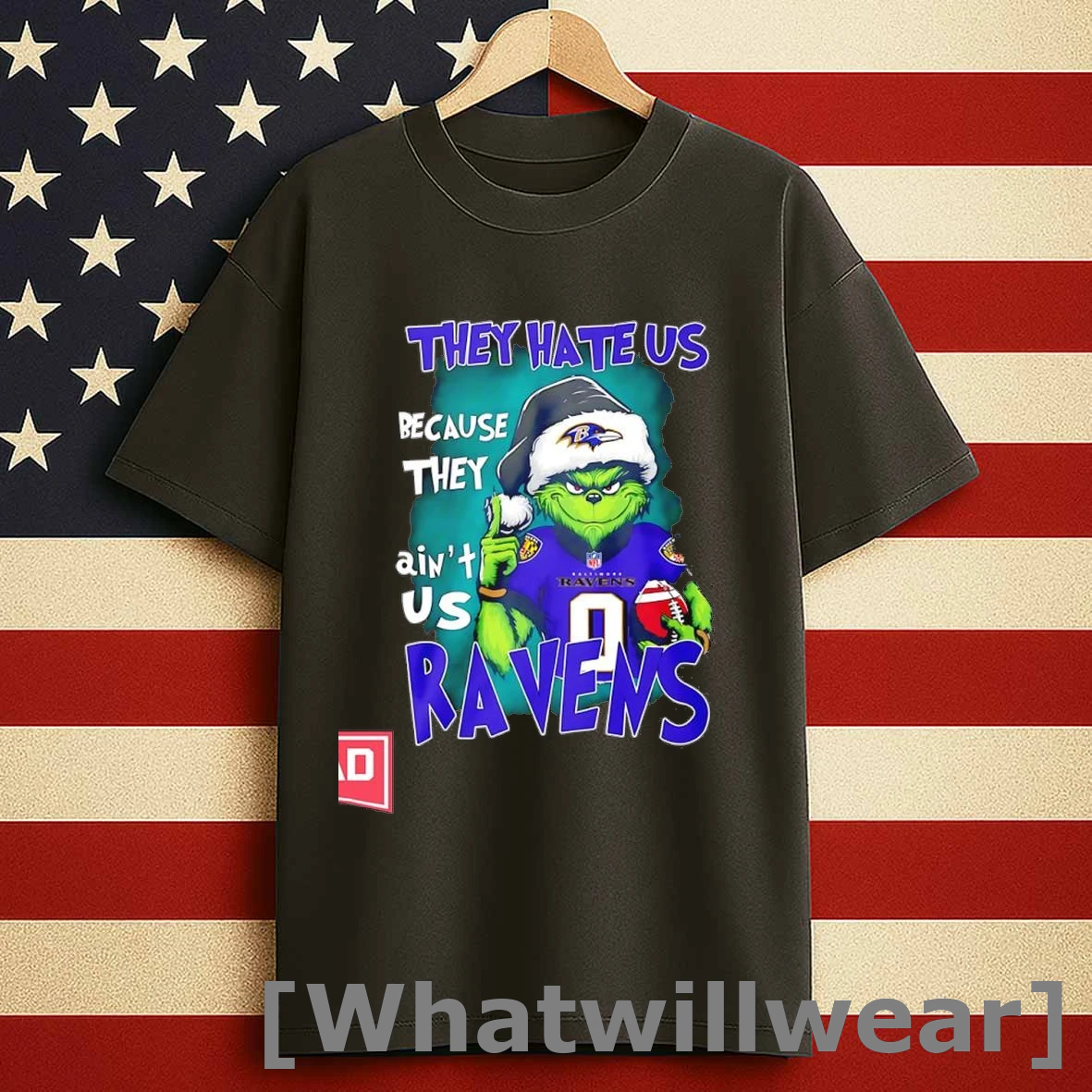 They Hate Us Because They Aint Us Baltimore Ravens Grinch Christmas Shirts