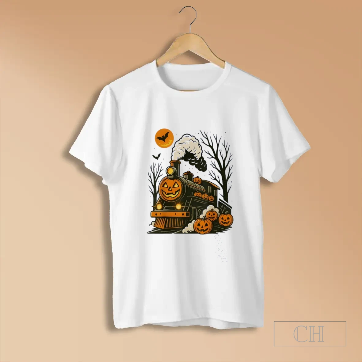 Trains Pumpkin Halloween T Shirt