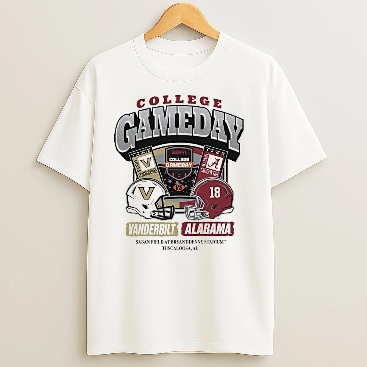 Vanderbilt Commodores Vs Alabama Crimson Tide Saban Field At Bryant Denny Stadium Tuscaloosa Al College Gameday Shirts
