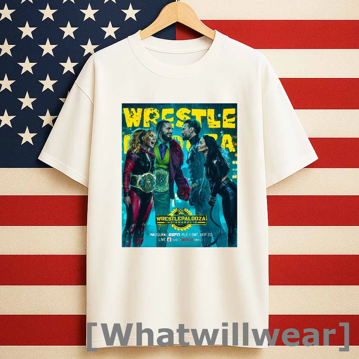 Wrestlepalooza Cm Punk Aj Lee Seth Rollins Becky Lynch Saturday September 20th 2025 Artwork Shirts