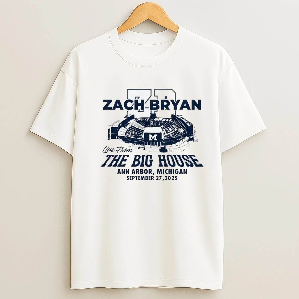 Zach Bryan The Big House Michigan Sep 27 2025 Tour Shirts