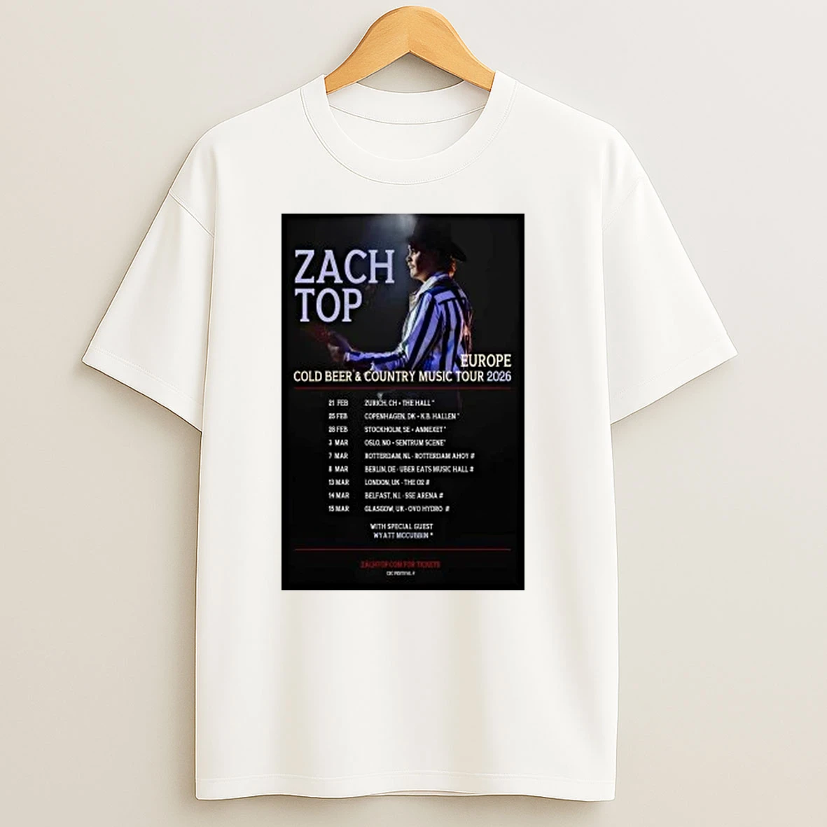 Zach Top Europe Cold Beer And Country Music Fall Tour 2026 Shirts