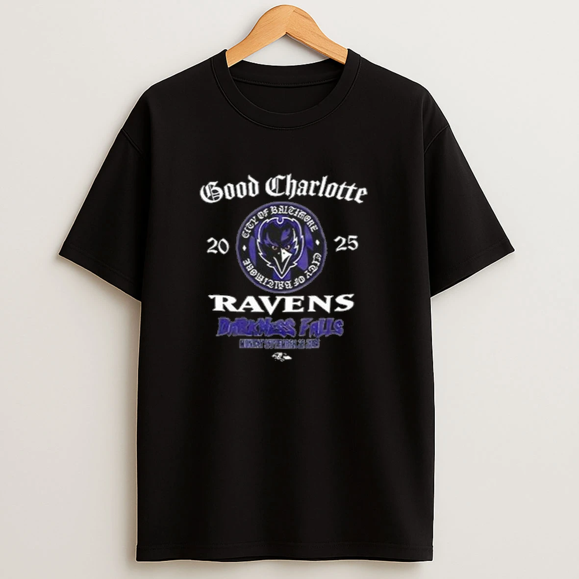 Baltimore Ravens Good Charlotte Darkness Falls 2025 Men Shirts