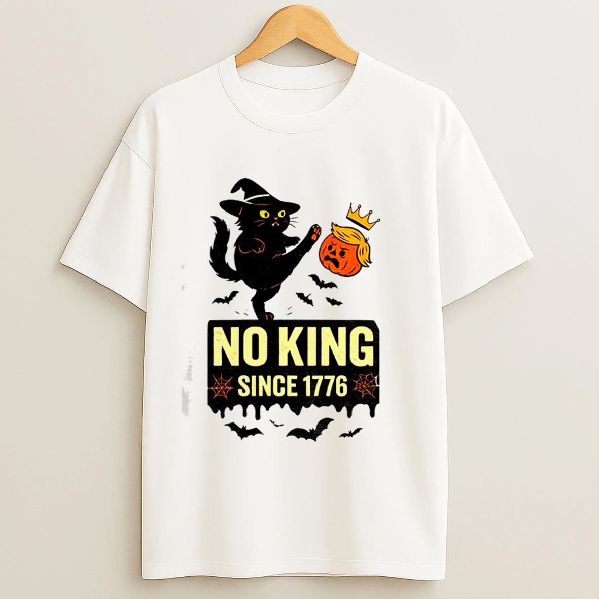 Black Cat Halloween No King Since 1776 Protest Subtle Anti Trump Shirts