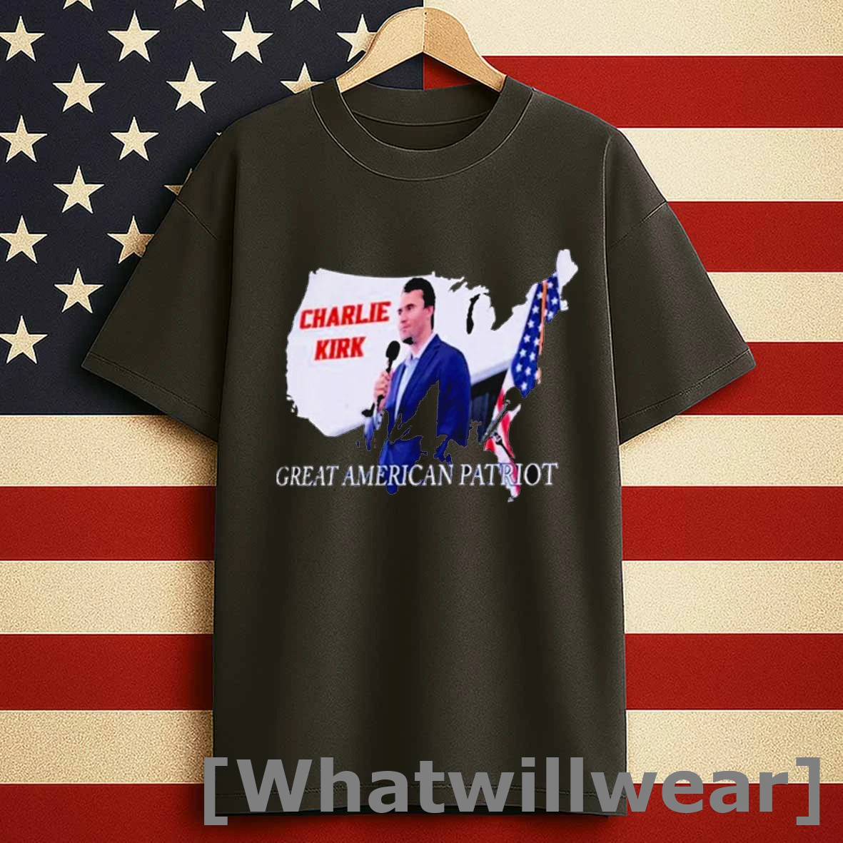 Charlie Kirk Great American Patriot T Shirt_ladies Shirts