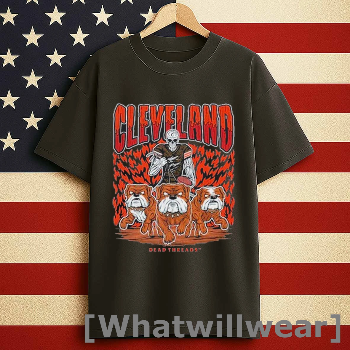 Cleveland Browns Dead Threads Skeleton Bulldogs Shirts
