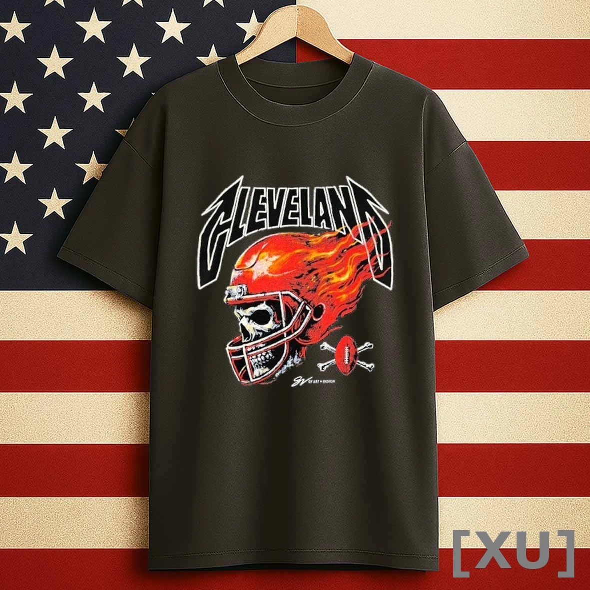 Cleveland Browns Skull Flames Helmet Shirts