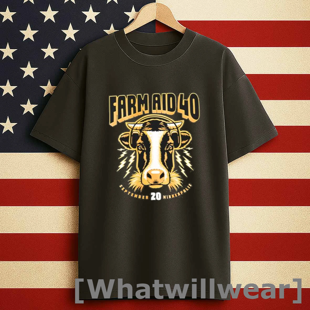 Farm Aid 40 Cow On Headphones Merch Men Shirts