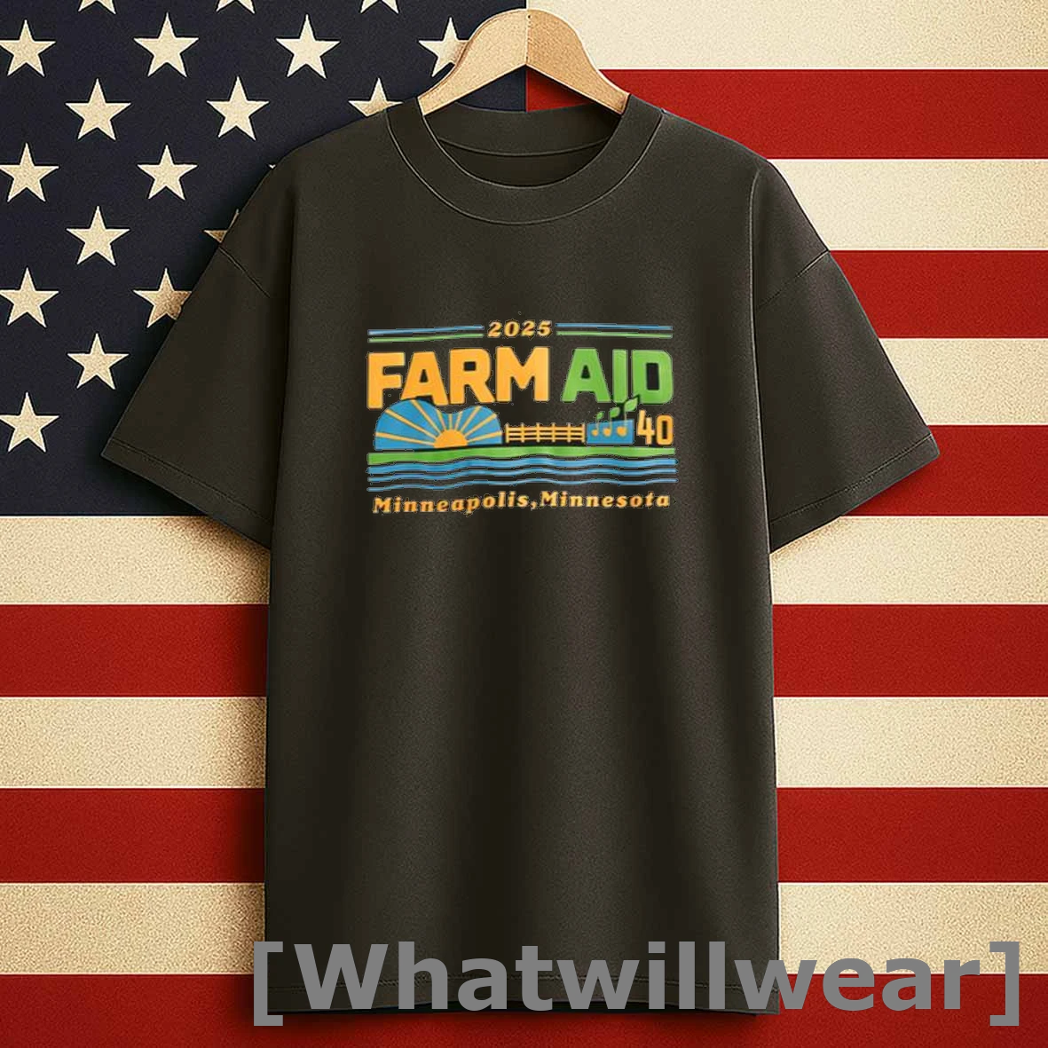Farm Aid 40 Guitar Sunrise Merch Men Shirts
