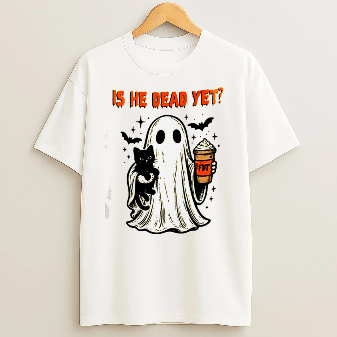 Ghost Black Cat Fdt Is He Dead Yet Halloween Classic Shirts