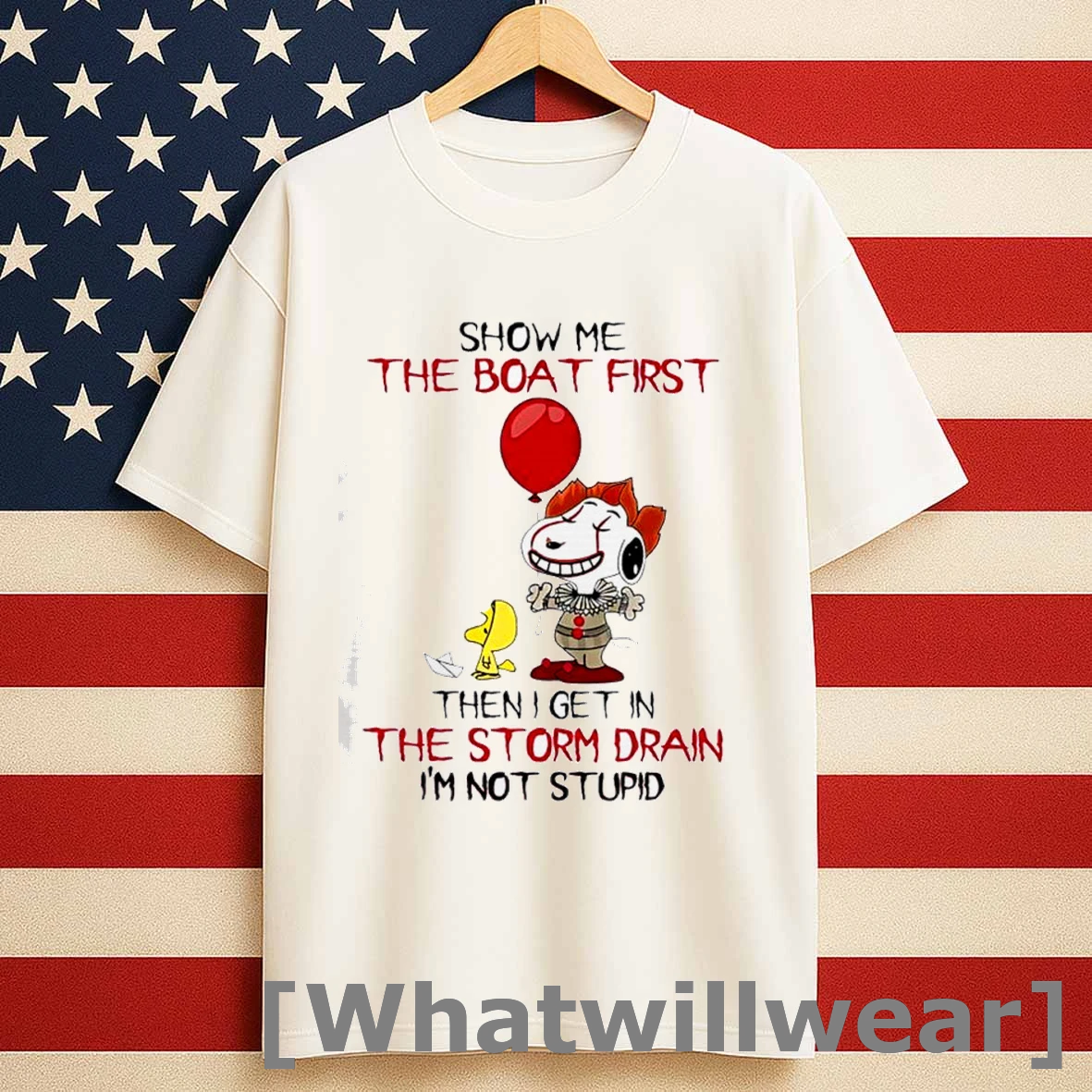 Halloween Snoopy And Woodstock Show Me The Boat First Then I Get In The Storm Drain Im Not Stupid Shirts