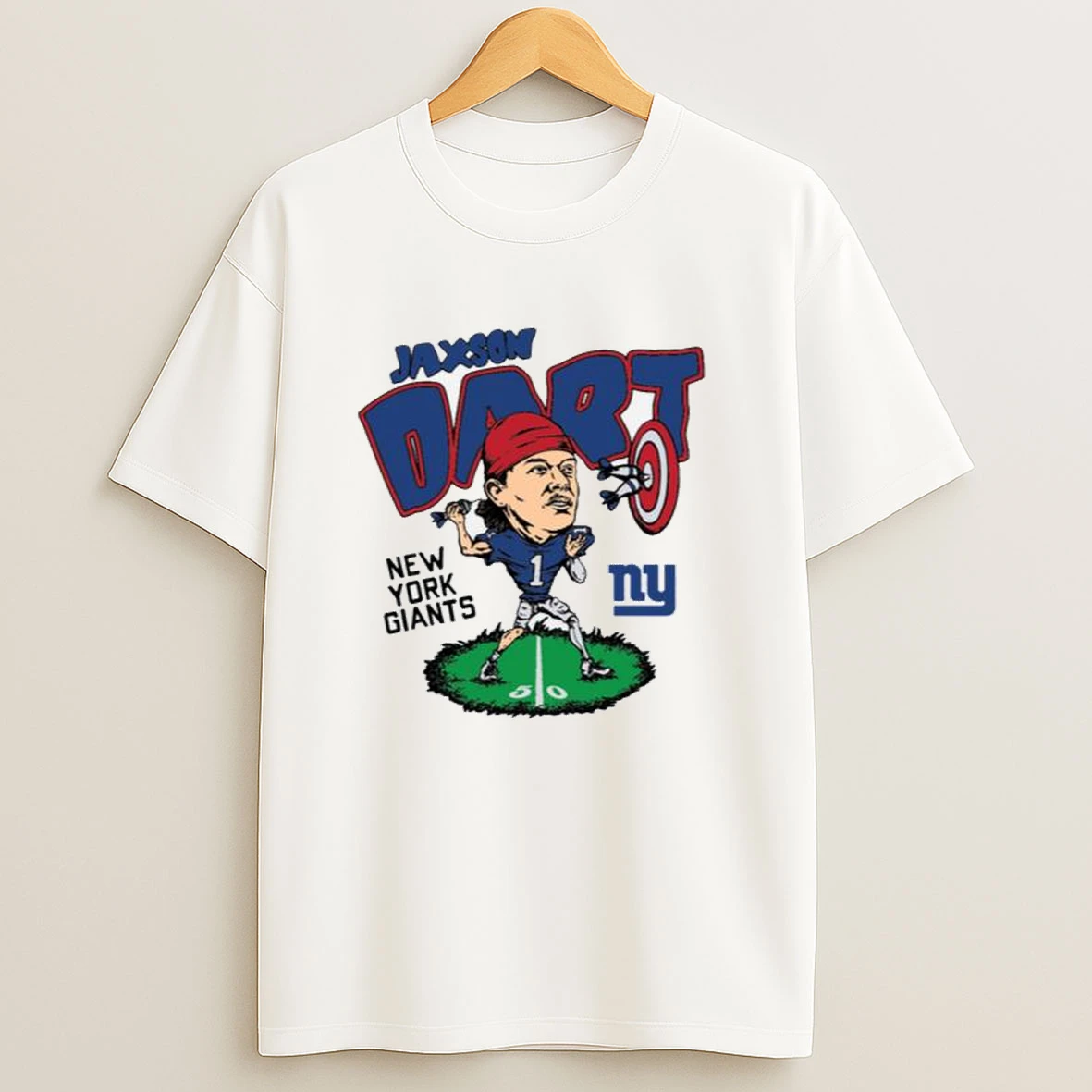 Homage Jaxson Dart Ash New York Giants Caricature Men Shirts