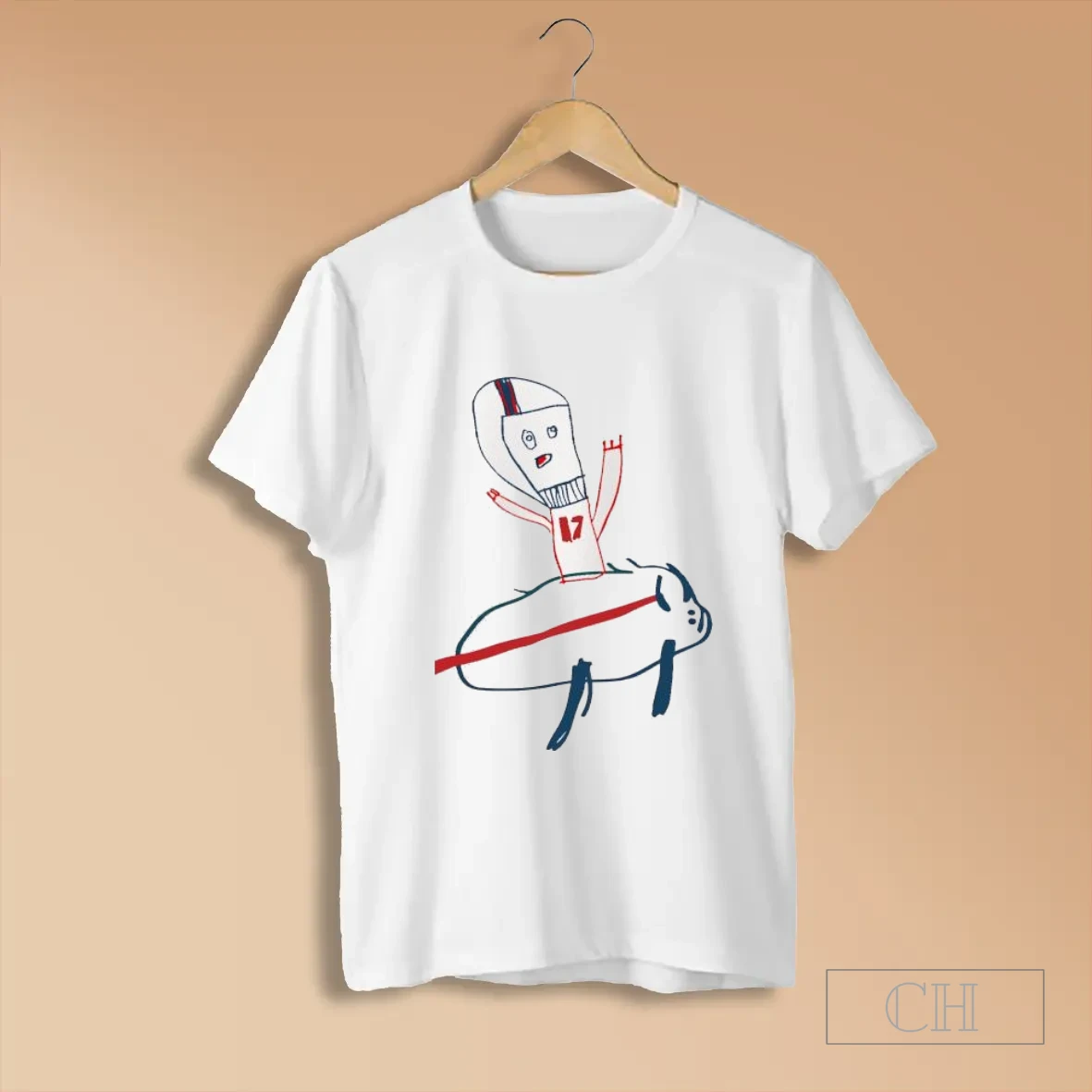 Jxdr8hkt Josh Allen Riding A Buffalo Childlike Drawing Style T Shirts