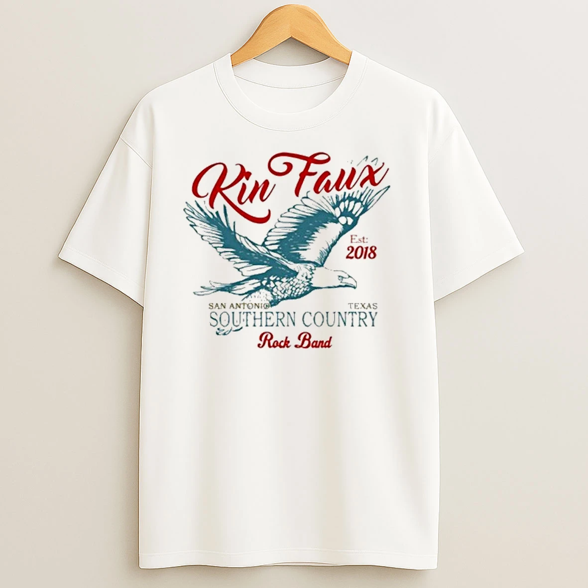 Kin Faux Southern Country San Antonio Texas Rock Band Eagle Est 2018 Shirts