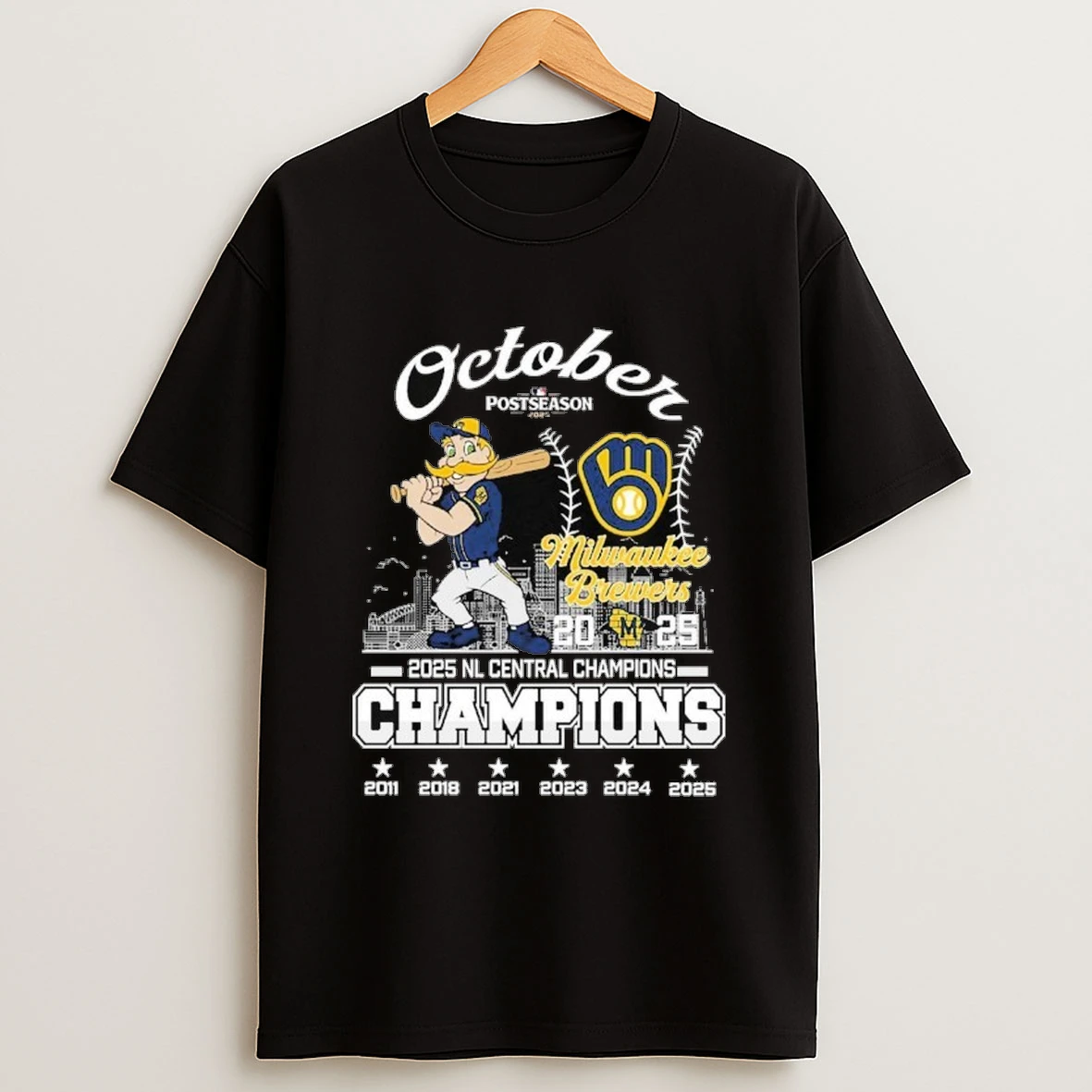 Milwaukee Brewers 2025 Nl Central Champions October Shirts