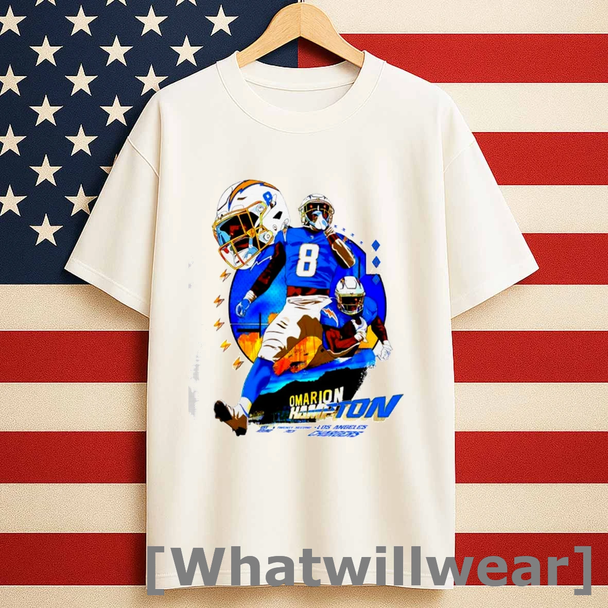 Omarion Hampton Los Angeles Chargers Nfl Lighting Graphic Shirts